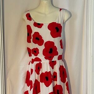 BWOT Rickie’s Afternoon Lunch  Dress with Red Poppy PTP 20” L 28” Size 16